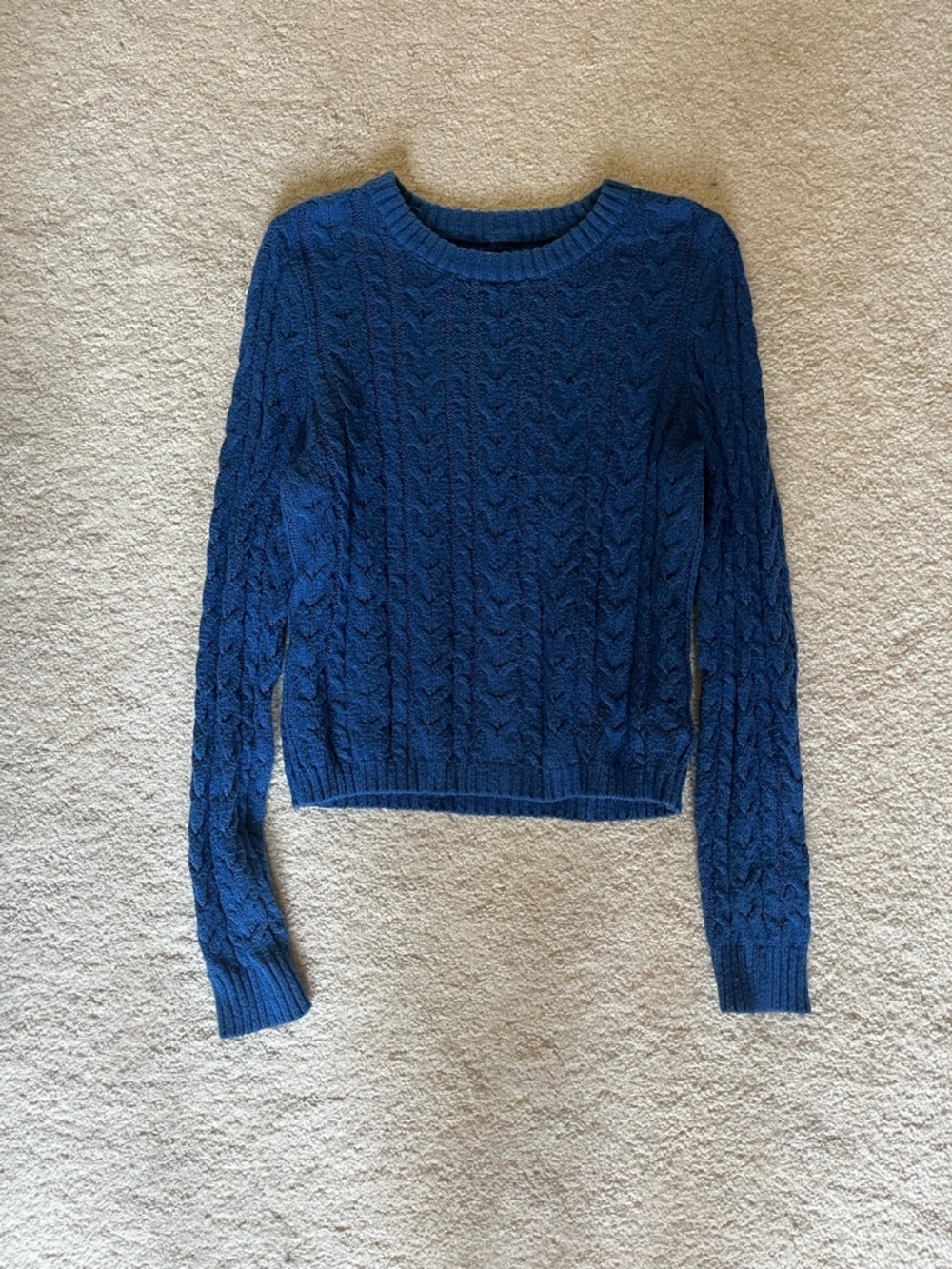 American Eagle Outfitters Royal Blue Cable Knit Crew Sweater